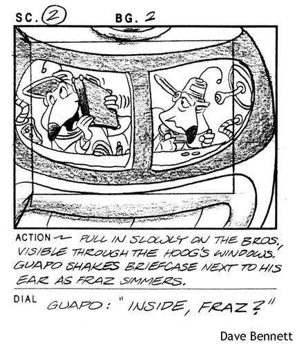 Dave Bennett storyboard panel from The Brothers Flub "On My Case," Tim Finn's G.I. Joe blog 